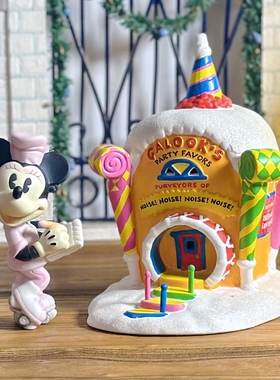 持续瓷生 出口D56陶瓷糖果彩色房子场景米妮滑冰瓷偶可爱创意摆件