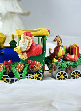 持续瓷生 瑕疵老货绿色火车烛台陶瓷火车头树脂车厢长颈鹿礼物盒