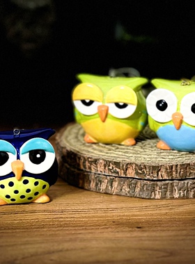 持续瓷生出口草原之路陶瓷猫头鹰智慧福鸟调料罐挂摆件吉祥工艺品