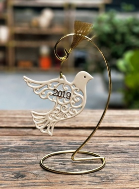 出口圣诞树挂件镂空陶瓷挂牌装饰