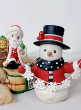 持续瓷生水滴娃娃Precious Moments圣诞老人雪人礼帽红鸟陶瓷摆件