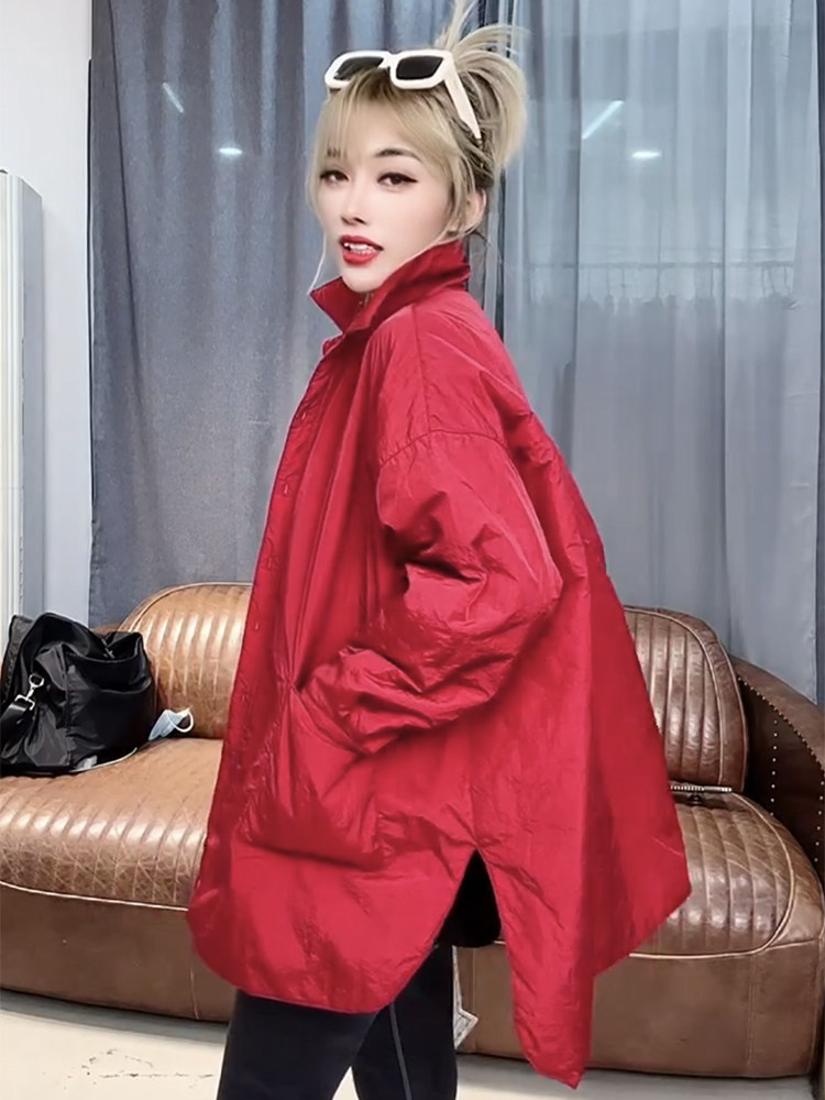 두꺼운 면 셔츠 여성 긴팔 디자인 틈새 겨울 지방 MM 2024 느슨한 유행 서양식 셔츠 재킷