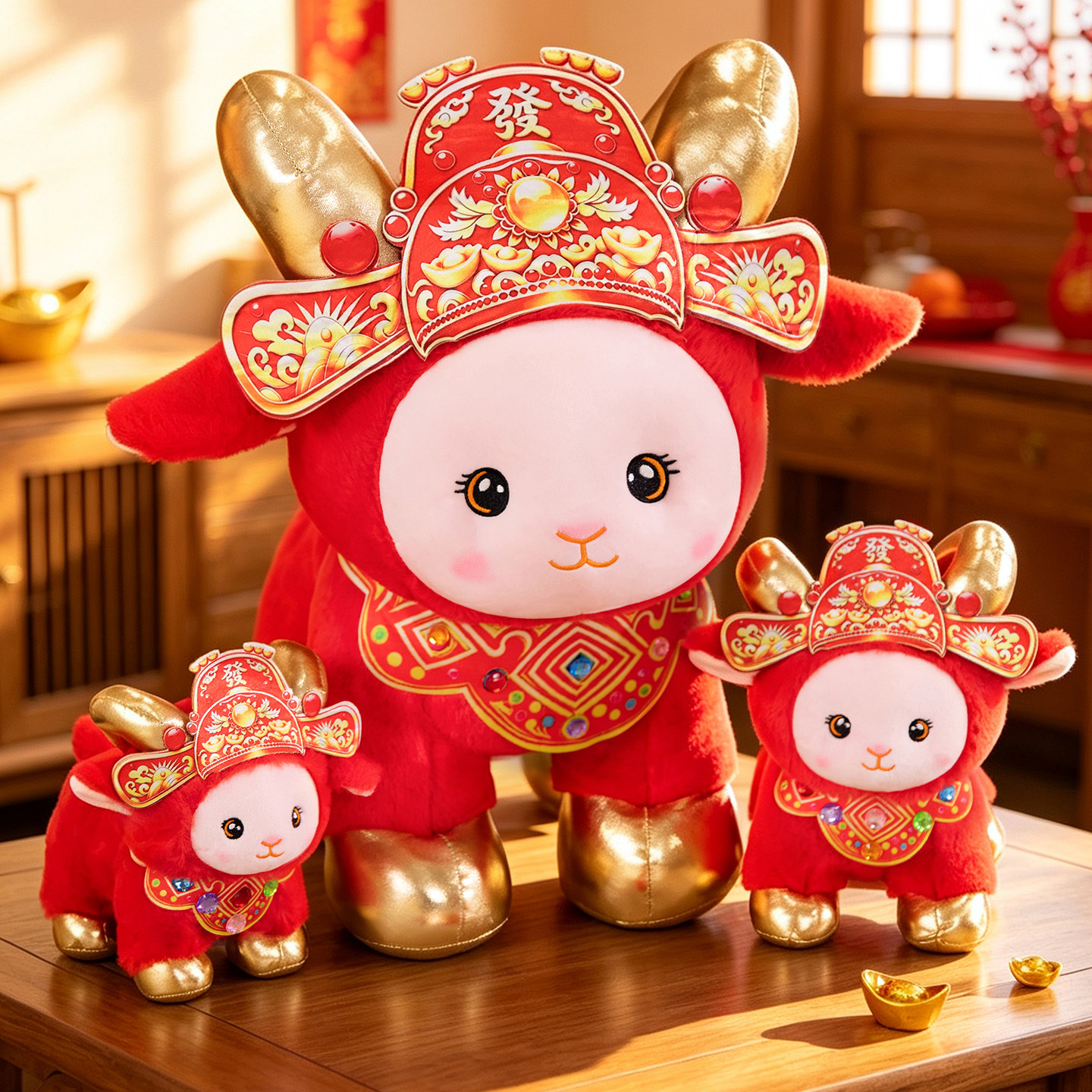 羊年吉祥物财神羊公仔毛绒玩具生肖羊新年玩偶布娃娃公司年会礼品