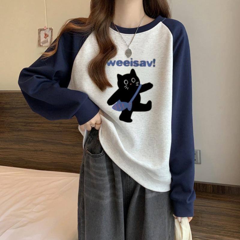 女大童初中生无帽圆领卫衣2025春秋薄款高中少女oversize套头上衣