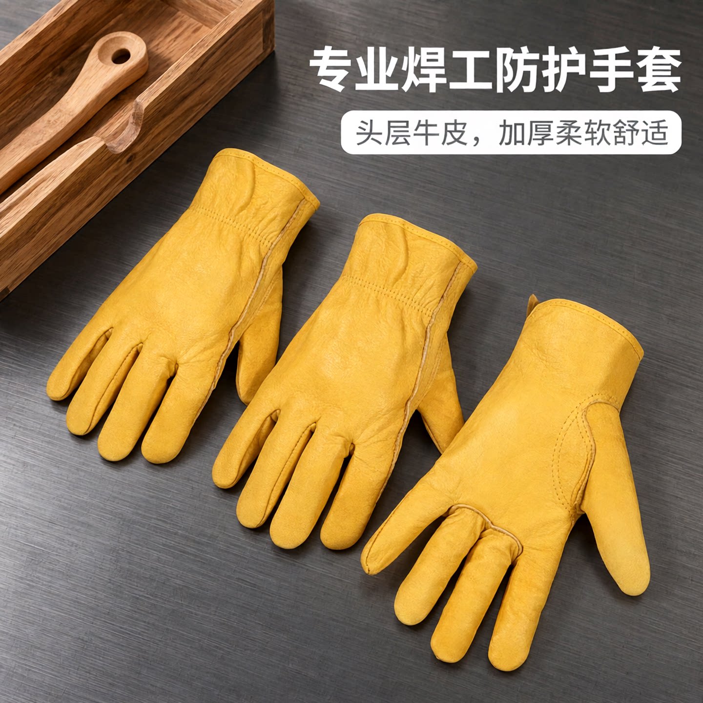 头层牛皮电焊手套耐高温