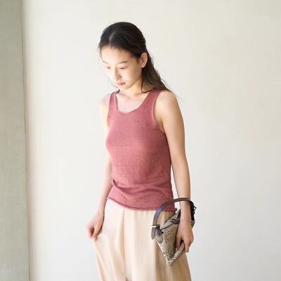 Cortana有机汉麻纱圆领针织上衣