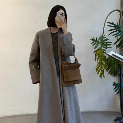 双面双色羊绒羊毛呢大衣