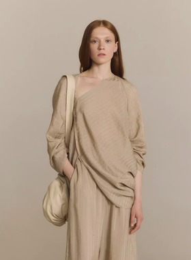 Cha官方 | Cortana 26早春 ELOISE 亚麻混纺条纹提花上衣