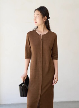 Cha 官方 | Cortana 25春夏 ALON 亚麻针织连衣裙