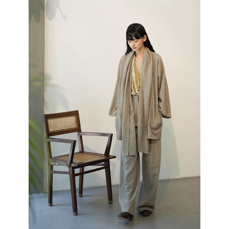 Cha 官方 | Cortana 24早秋 JACK 牦牛毛披肩式毛呢外套