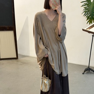 纯羊绒植物染V领软糯舒适套头针织衫 Cha 25AW Mutedance 官方