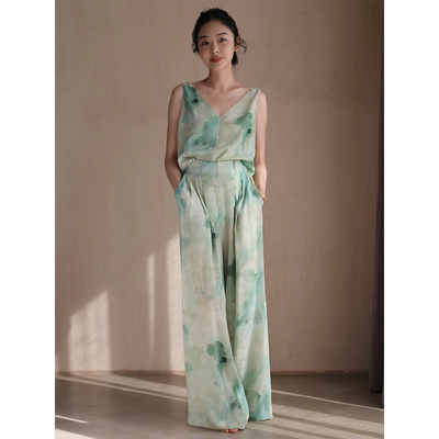 iolab系列真丝印花背心裤子