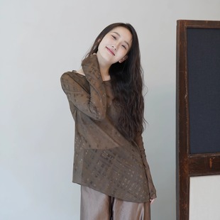 官方 真丝混纺印花弹力斜裁长袖 Cortana MIRE 上衣 25秋冬 Cha