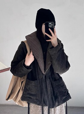 Cha 官方 | Aviva Jifei Xue 25秋冬 撞色亚麻丝绒和服饰短夹克