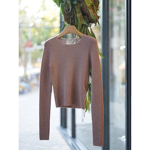 Cha 官方 | Cortana ZICO灰粉色羊驼毛混纺套头针织衫