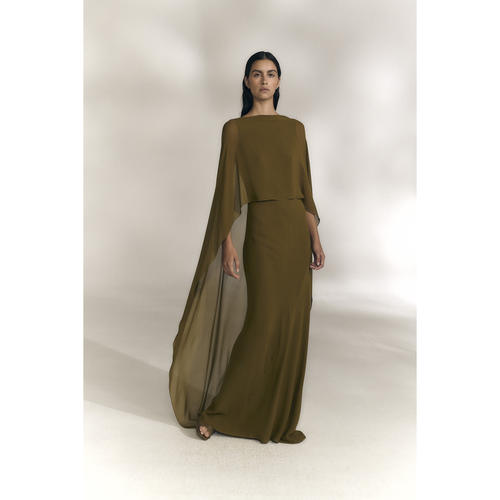 Cha 官方｜Cortana 26春夏 GALEA DRESS 双层真丝后背深V领晚礼服