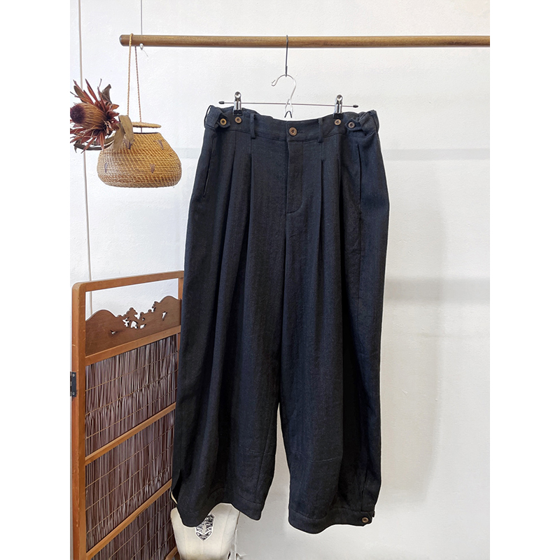 人字纹茧型宽腿裤Cha官方|