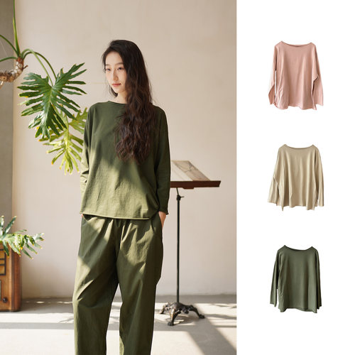 Cha 官方 | LABO.ART 26春夏 LOLITA 棉质落肩卷边纯色七分袖上衣