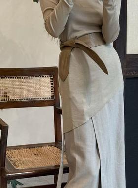 Cha 官方 | Cortana  ROCCO 灰色围裹绑带半身裙