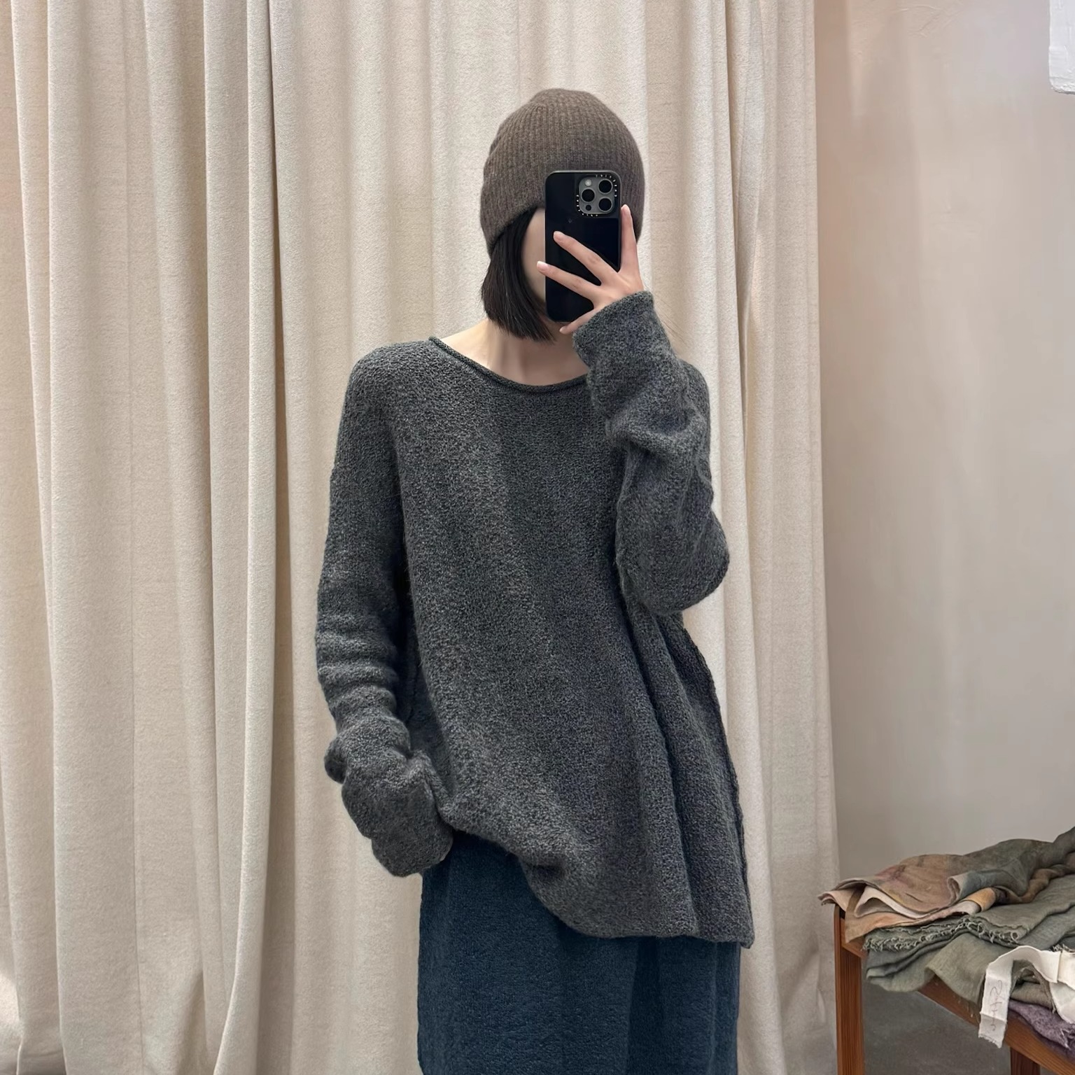 Cha官方 |Daniel Andresen 25秋冬 hibiscus羊驼毛圆领卷边针织衫