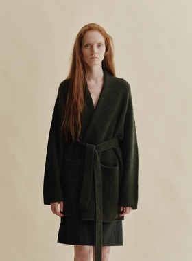 Cha 官方 |  io adesso futura 苏格兰羊绒针织慵懒开衫系带宽松