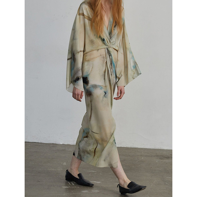 “霁”真丝印花打结裙