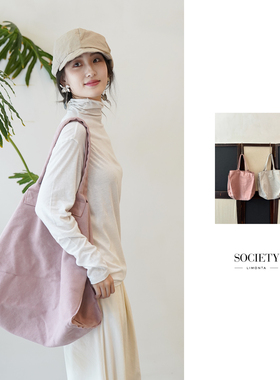 Cha官方 | Society Limonta 25秋冬DRAI意大利棉帆布无拉链手提包