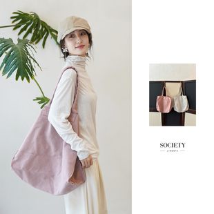Cha官方 | Society Limonta 25秋冬DRAI意大利棉帆布无拉链手提包