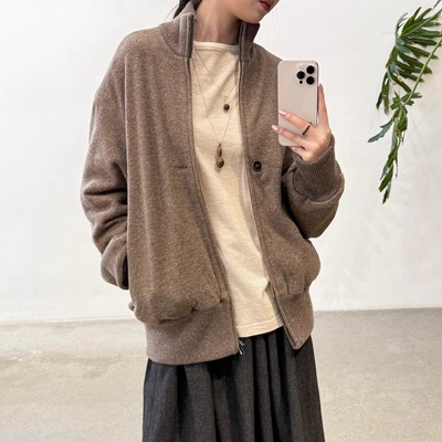 Cha 官方 | Aviva Jifei Xue 25秋冬 原色羊毛汉麻混纺bomber夹克