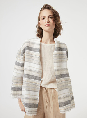 Cha 官方 | 19 Andrea's 47 CORALINE JACKET 羊绒混亚麻条纹外套