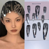 欧美水滴个性 时尚 BB夹舞台造型闪亮银色边夹嘻哈街舞发夹发饰冷艳