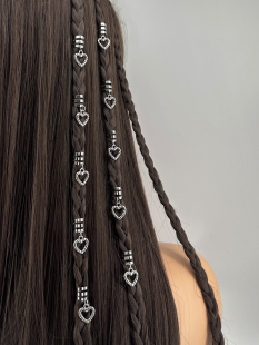 古风爱心脏辫发环音乐节头饰小辫子装饰银色发扣超酷甜美发扣