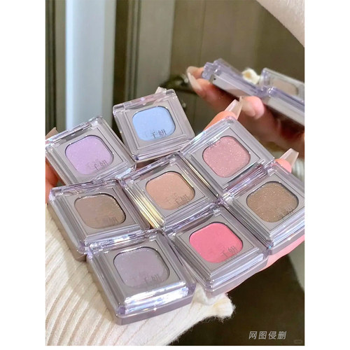 千妍单色眼影珠光爆闪烤粉蓝紫色高光裸棕打底日常淡妆自组彩妆盘