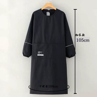 新款加长防泼水罩衣家用厨房围裙长袖餐饮专用成人工作服定制印字
