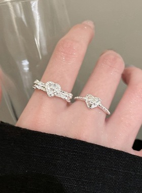 【两件包邮】甜美爱心蝴蝶结戒指女叠戴百搭气质几何线条开口指环