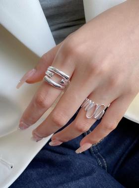 【两件包邮】不规则水滴戒指女小红书INS风时尚错边几何S925镀银