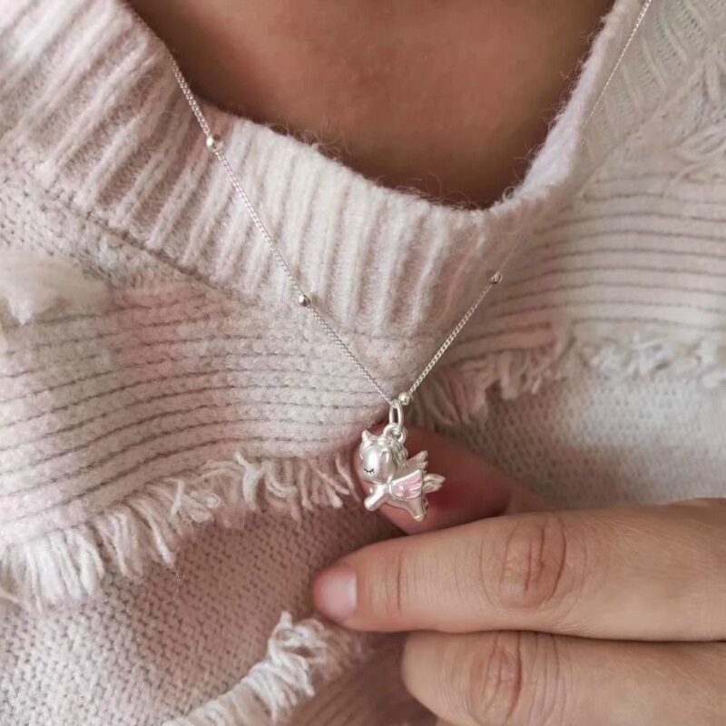 S925镀银小红书爆款独角兽仙吊坠项链女网红时尚个性气质ins风锁