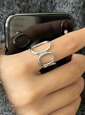 【两件包邮】几何重工镂空戒指女环形不规则嘻哈朋克开口指环ins