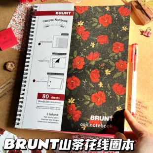 BRUNT黑夜白昼山茶花线圈本细闪高颜值本子韩系ins笔记手账本学生