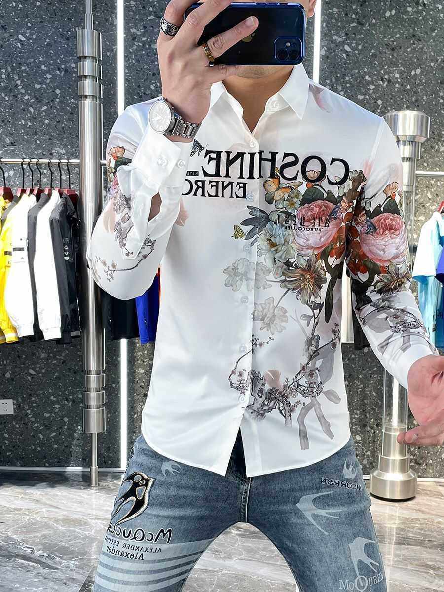 长袖衬衣痞帅衬衣翻领