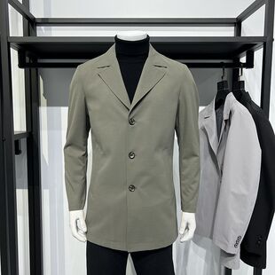 风衣男简约中长款 宽松大码 西装 上衣商务休闲男装 外套 春季 男士 新款