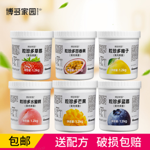 博多家园 粒珍多水蜜桃柚子果肉果酱1.2kg草莓百香果果味酱奶茶店