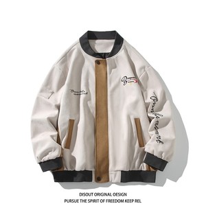 秋冬白底平铺大码绣花拼接夹克外套棒球服 男 J863 P88 控138，男装夹克，电商A029