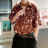 新款夏季抖音直播港风大码外景短袖衬衫花衬衣C608P40控58，男装T恤，电商A029