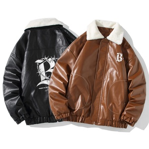 新款日系白底平铺皮衣皮棉衣毛内胆加厚外套MY180 P138 控188，男装皮衣，电商A029