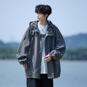 二开秋冬相机片港风大码绣花拼接连帽夹克外套男 J866 P78 控128，男装夹克，电商A029