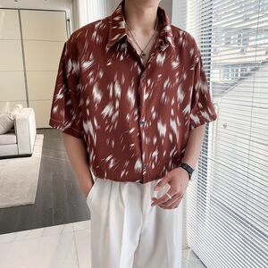 东南亚风轻熟店主风痞帅短袖话衬衫大码港风花衬衫 C608 P40 控58图片