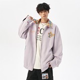 原创抖音无影墙港风大码绣花撞色夹克外套棒球服男J871P80控128，男装夹克，电商A029