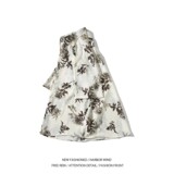 二开冰丝白底平铺大码复古碎花短袖衬衫花衬衣男C659P40控58，男装T恤，电商A029