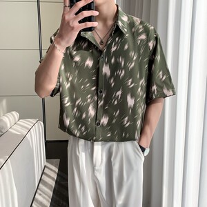 东南亚风轻熟店主风痞帅短袖话衬衫大码港风花衬衫 C608 P40 控58图片
